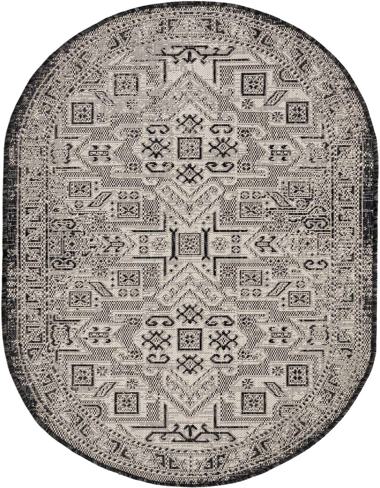 3' x 5' 3 Easy-Clean Aztec Indoor / Outdoor Oval Rug