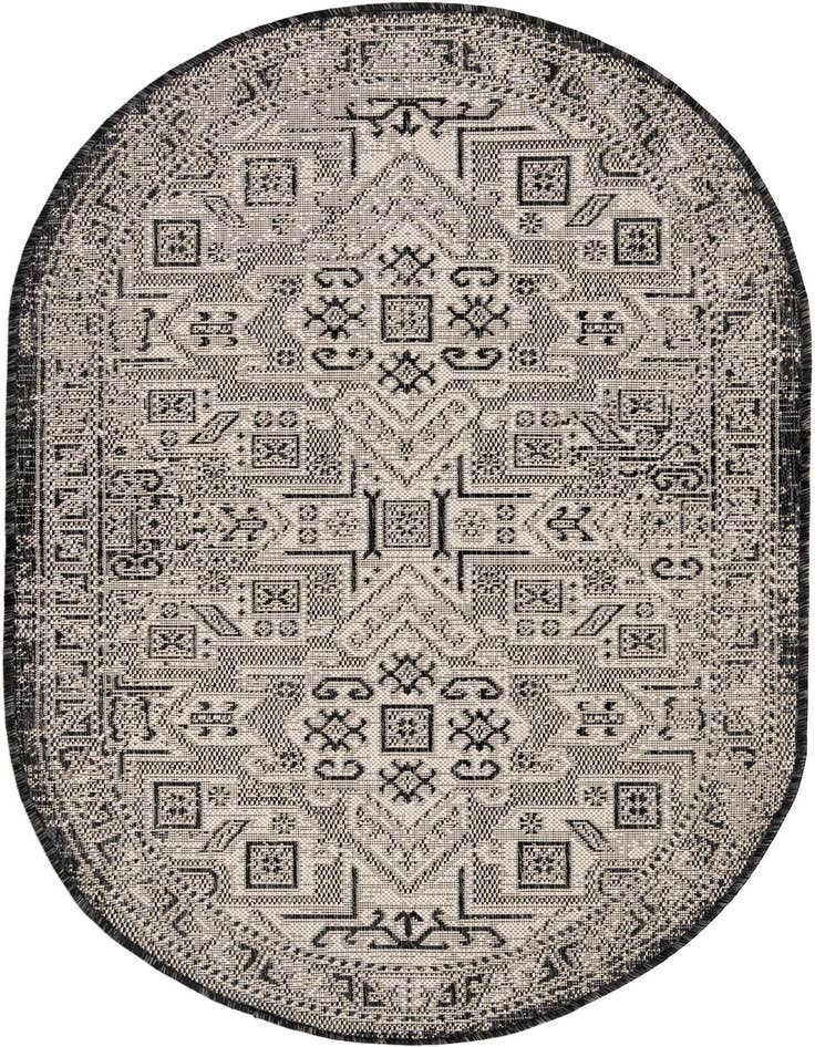 Detail image of 3' x 5' 3 Easy-Clean Aztec Indoor / Outdoor Oval Rug