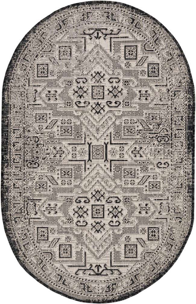 3' x 5' 3 Easy-Clean Aztec Indoor / Outdoor Oval Rug
