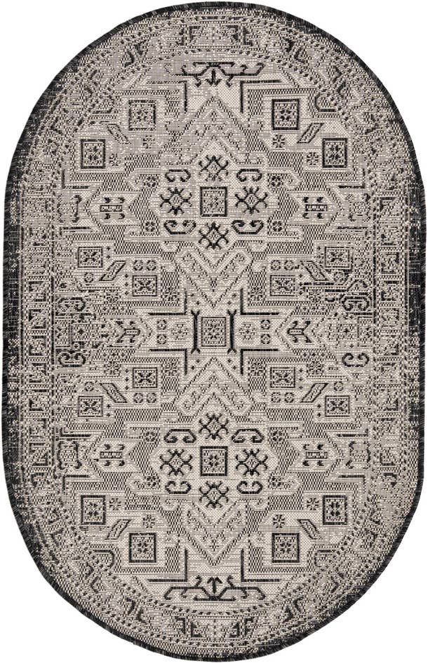 Detail image of 3' x 5' 3 Easy-Clean Aztec Indoor / Outdoor Oval Rug