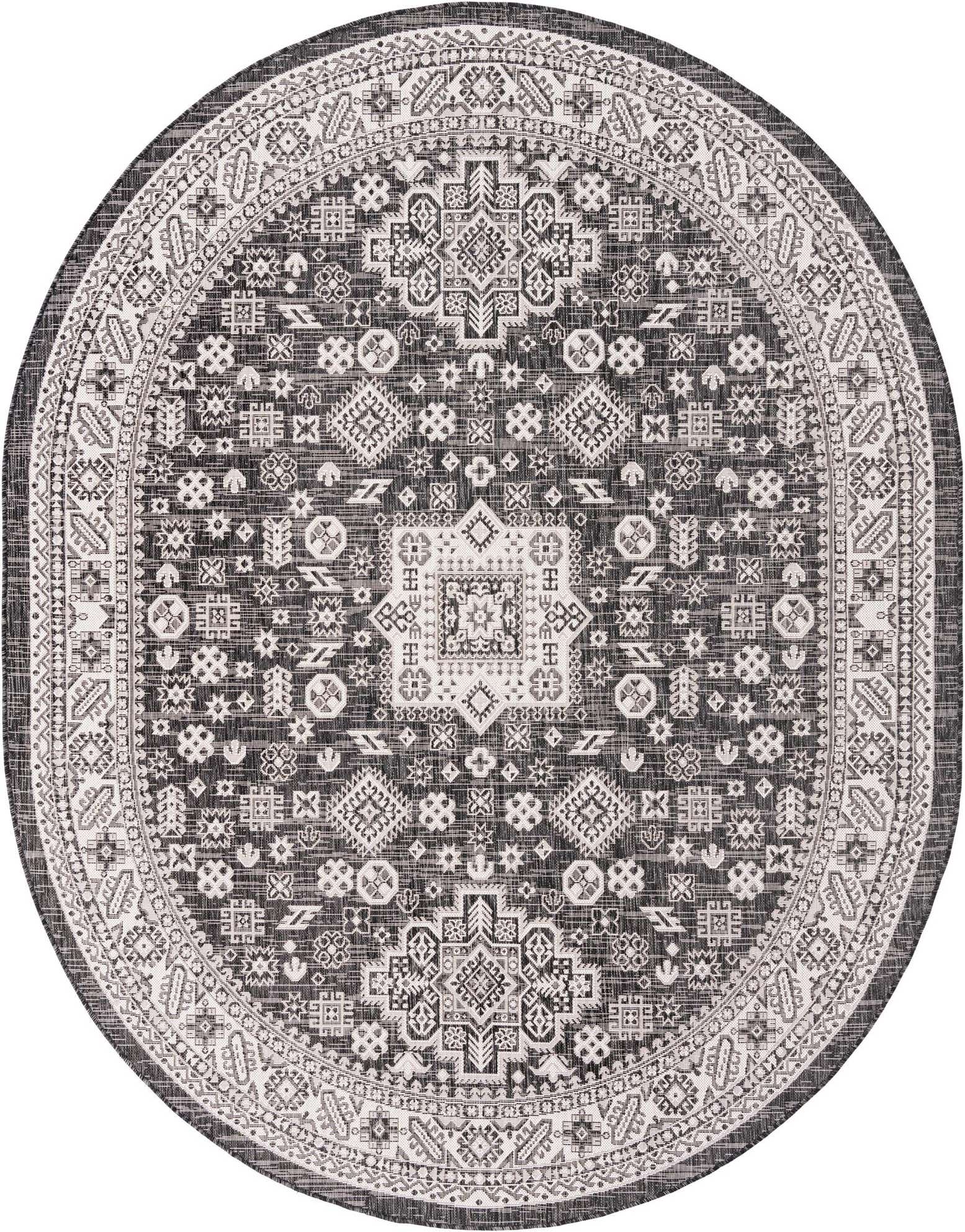 7' 10 x 10' Easy-Clean Aztec Indoor / Outdoor Oval Rug