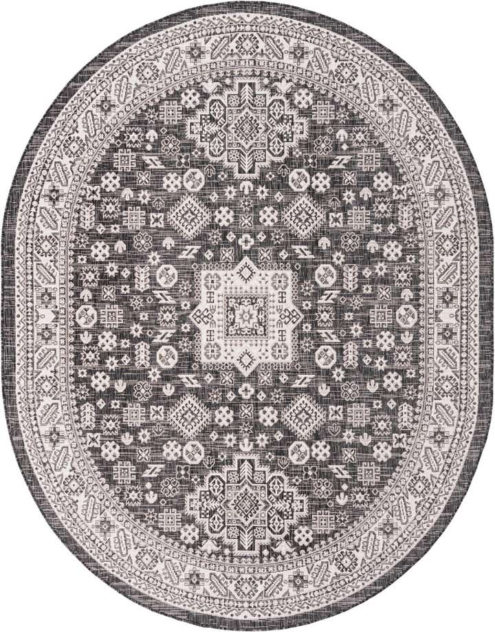 7' 10 x 10' Easy-Clean Aztec Indoor / Outdoor Oval Rug