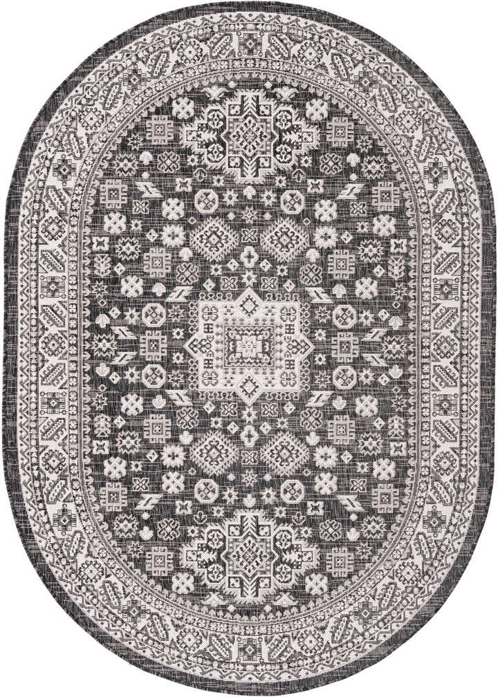 5' 3 x 8' Easy-Clean Aztec Indoor / Outdoor Oval Rug