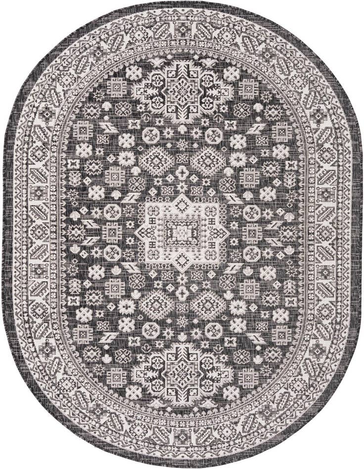 Detail image of 5' 3 x 8' Easy-Clean Aztec Indoor / Outdoor Oval Rug