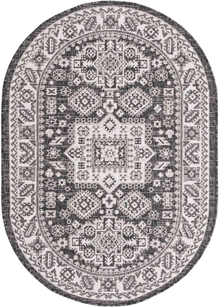 3' x 5' 3 Easy-Clean Aztec Indoor / Outdoor Oval Rug