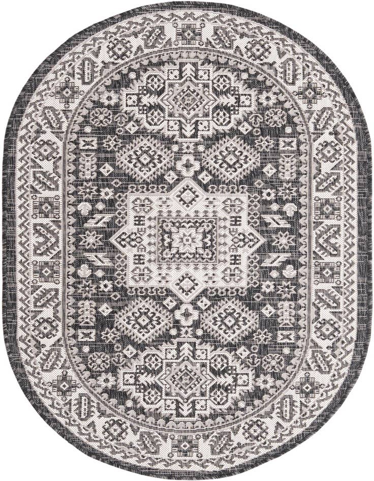 Detail image of 3' x 5' 3 Easy-Clean Aztec Indoor / Outdoor Oval Rug