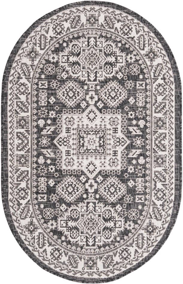 Detail image of 3' x 5' 3 Easy-Clean Aztec Indoor / Outdoor Oval Rug