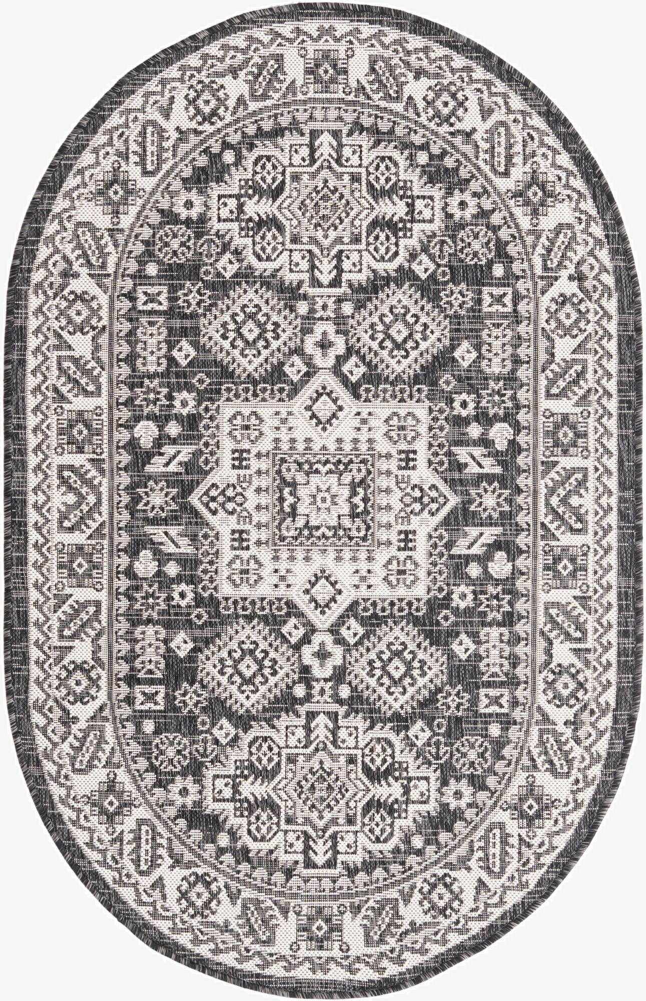 95cm x 160cm  Washable Aztec Indoor / Outdoor Óvalo Alfombra