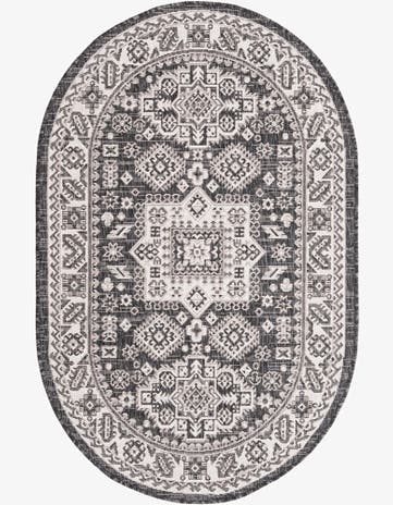 3' x 5' 3 Easy-Clean Aztec Indoor / Outdoor Oval Rug