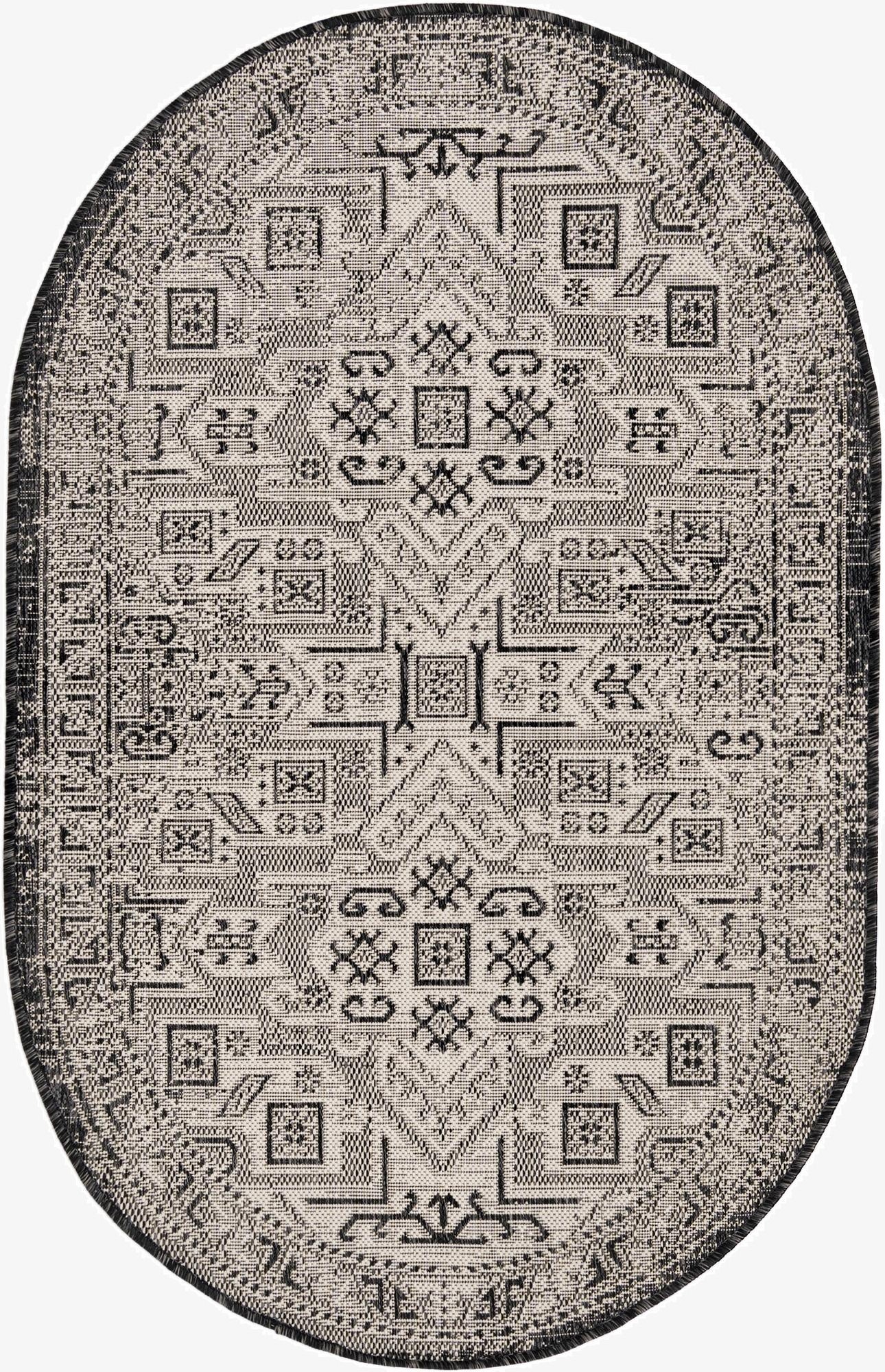 95cm x 160cm  Washable Aztec Indoor / Outdoor Óvalo Alfombra
