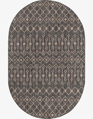 5' 3 x 8' Easy-Clean Lattice Indoor / Outdoor Oval Rug