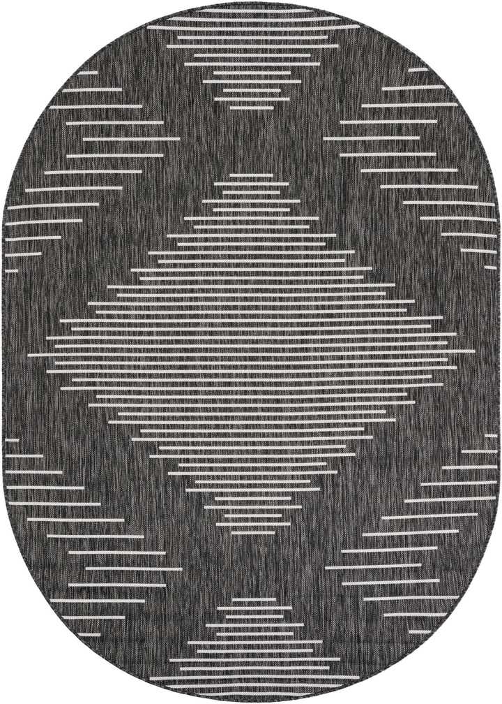 5' 3 x 8' Easy-Clean Modern Indoor / Outdoor Oval Rug