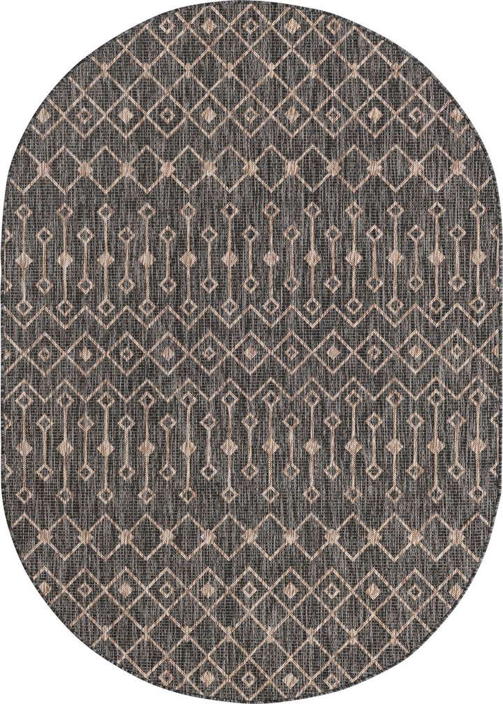 5' 3 x 8' Easy-Clean Trellis Indoor / Outdoor Oval Rug