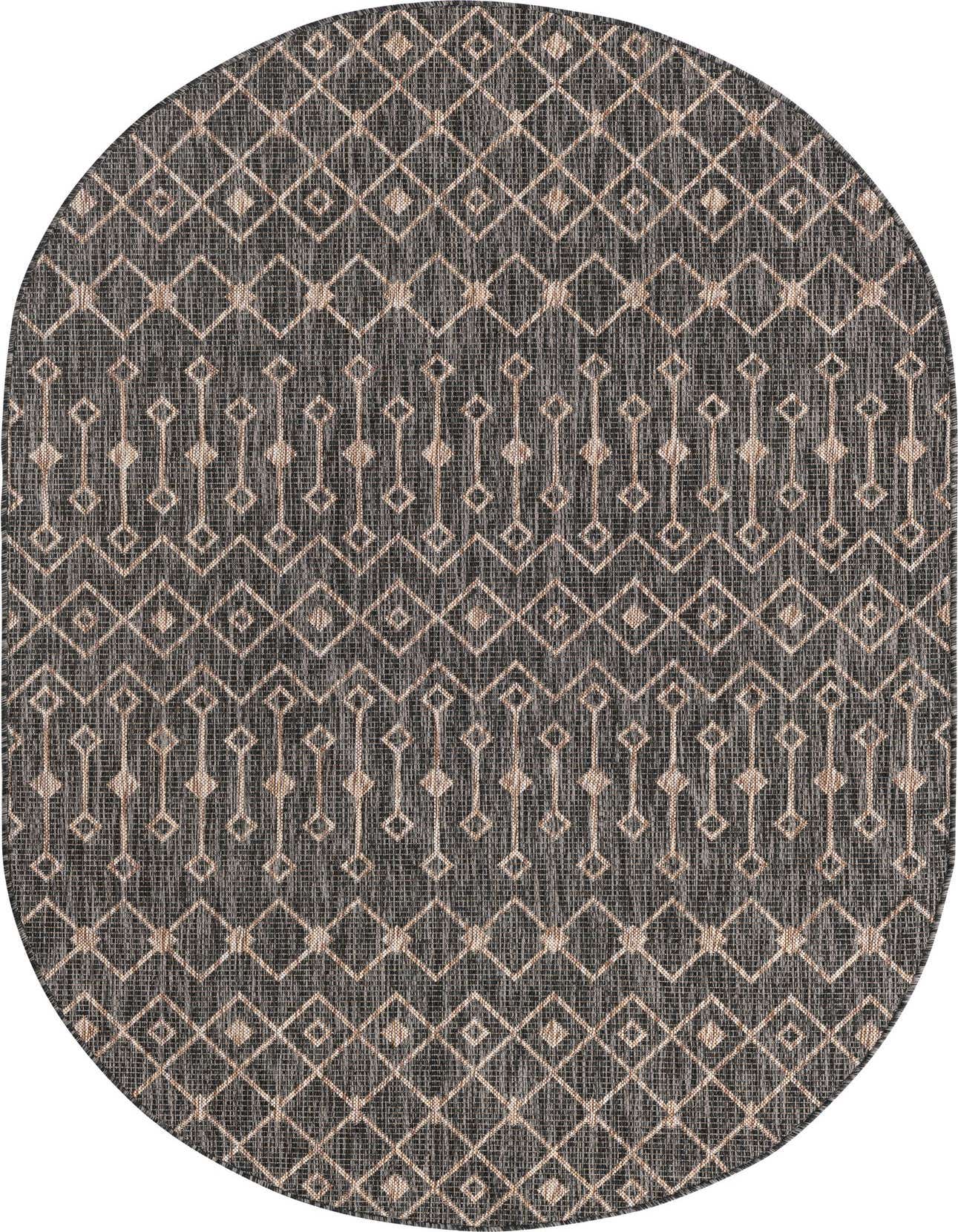 5' 3 x 8' Easy-Clean Trellis Indoor / Outdoor Oval Rug