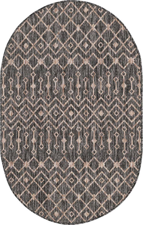Detail image of 3' x 5' 3 Easy-Clean Trellis Indoor / Outdoor Oval Rug