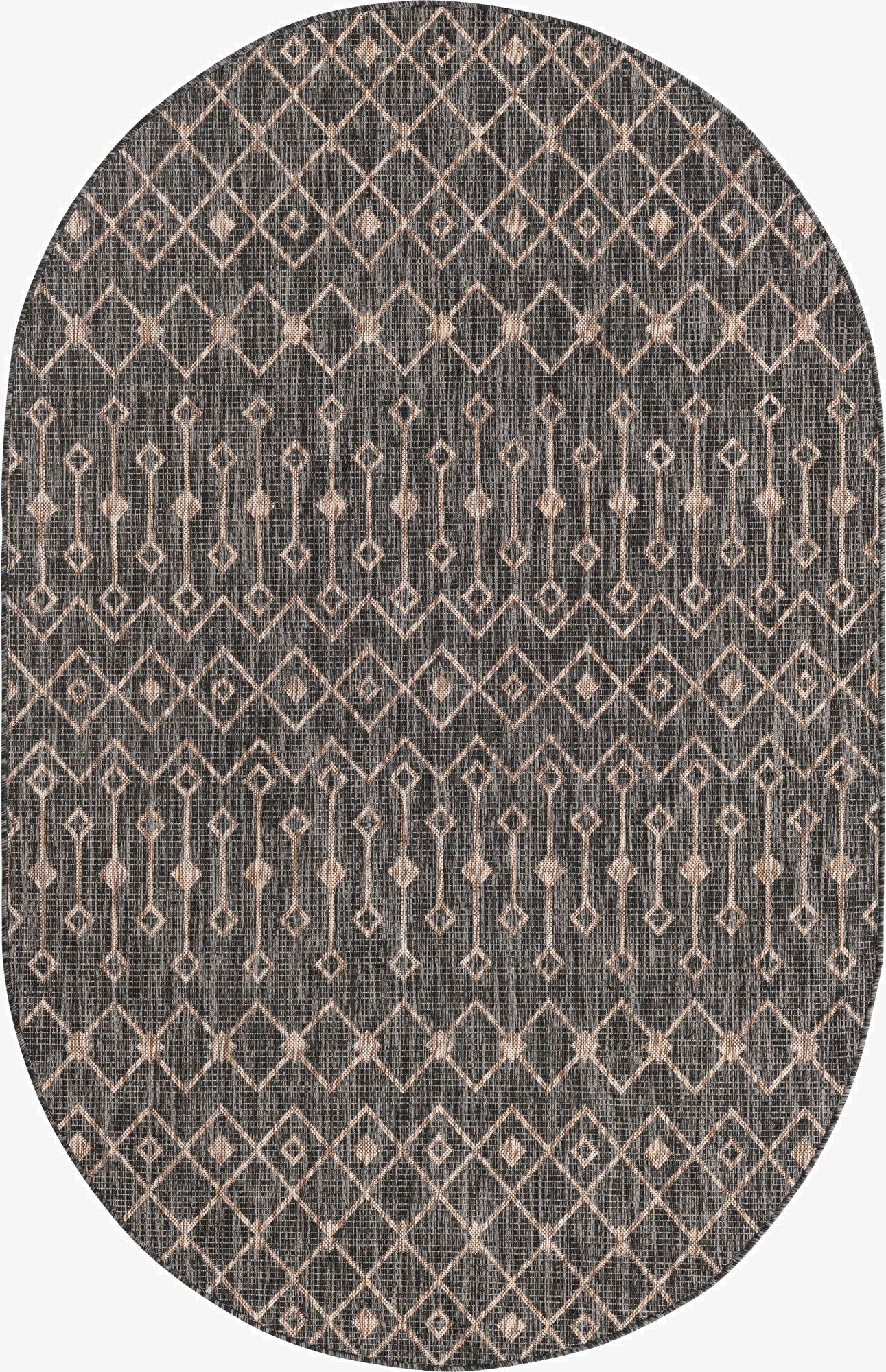 5' 3 x 8'  Washable Trellis Indoor / Outdoor Oval Rug