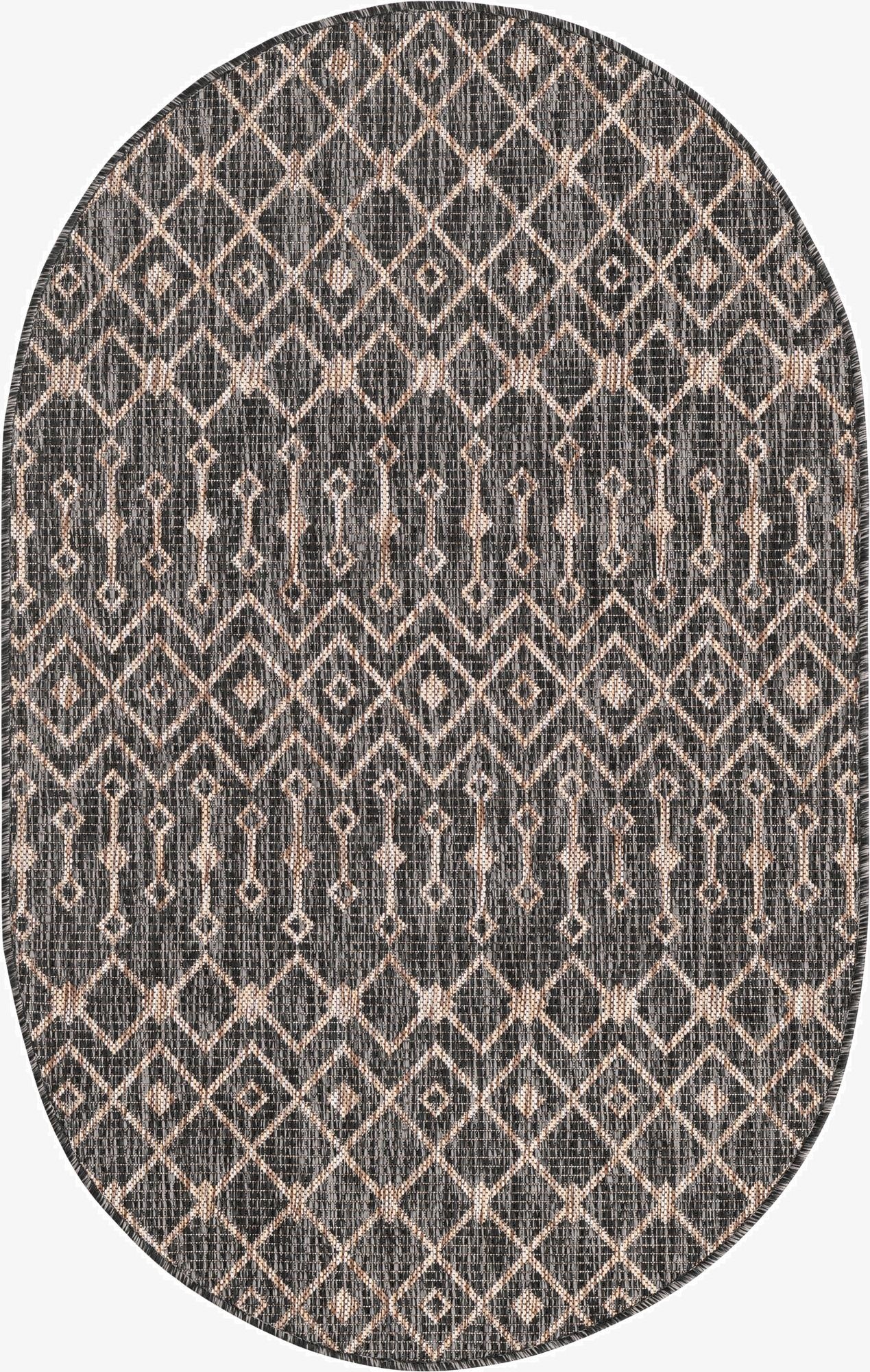 3' x 5' 3  Washable Trellis Indoor / Outdoor Oval Rug