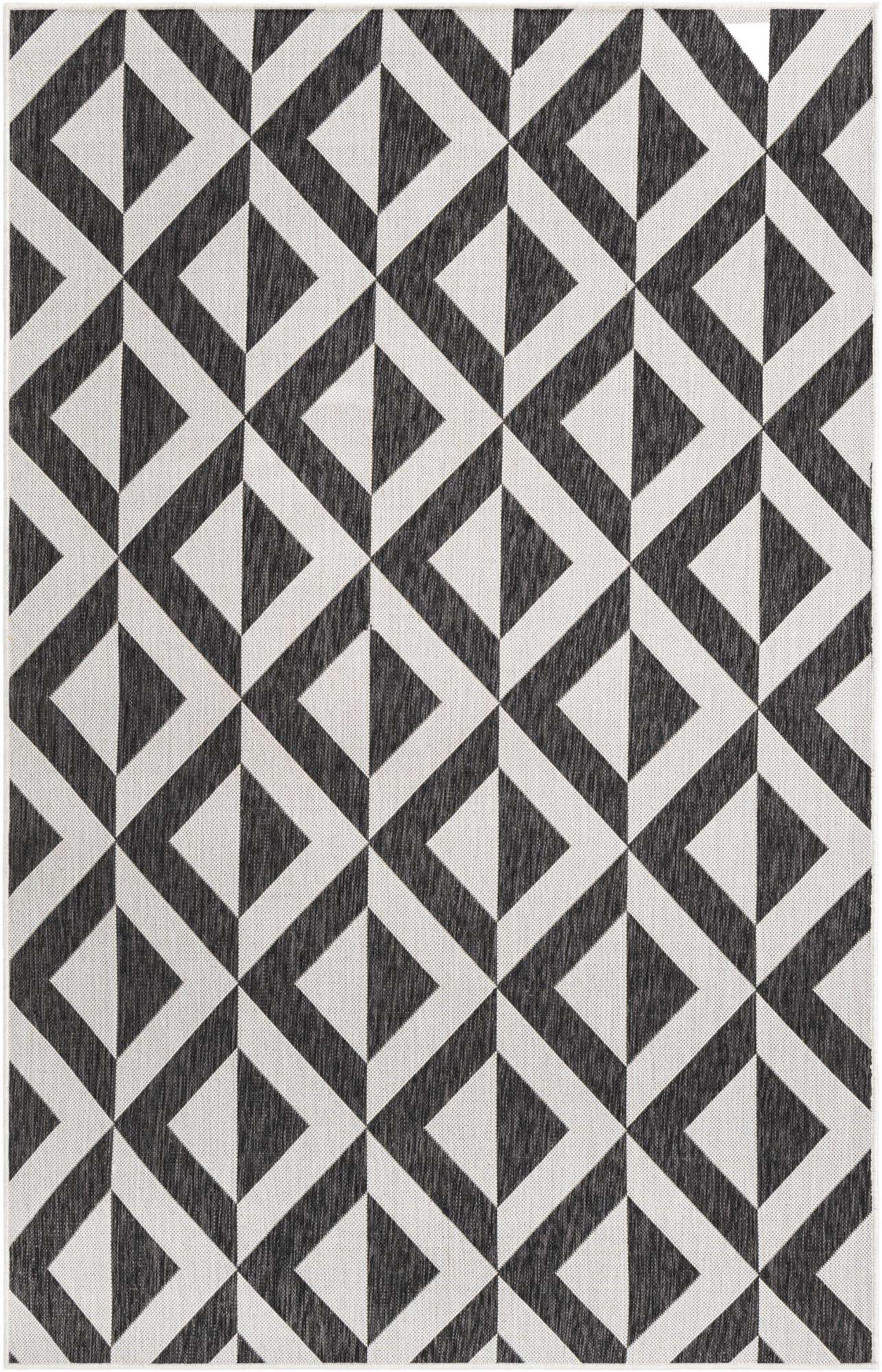 Custom Charcoal Gray Easy-Clean Jill Zarin Indoor / Outdoor Rug