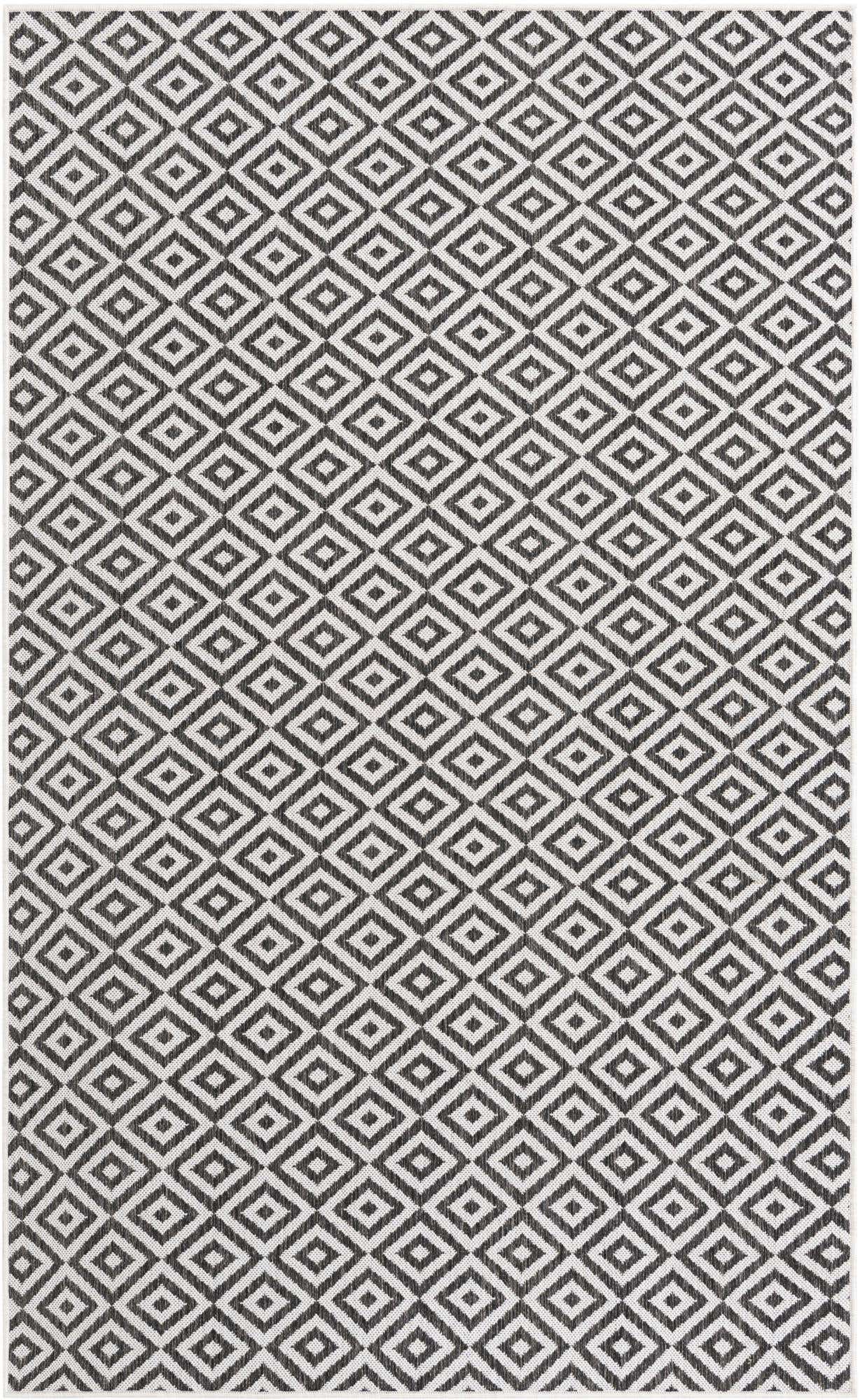 Custom Charcoal Gray Easy-Clean Jill Zarin Indoor / Outdoor Rug