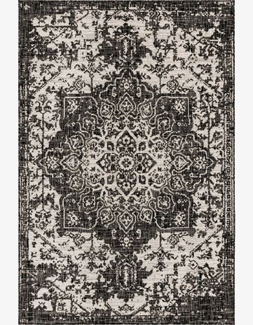 Charcoal Gray Easy-Clean Jill Zarin Dubai Indoor / Outdoor Rug