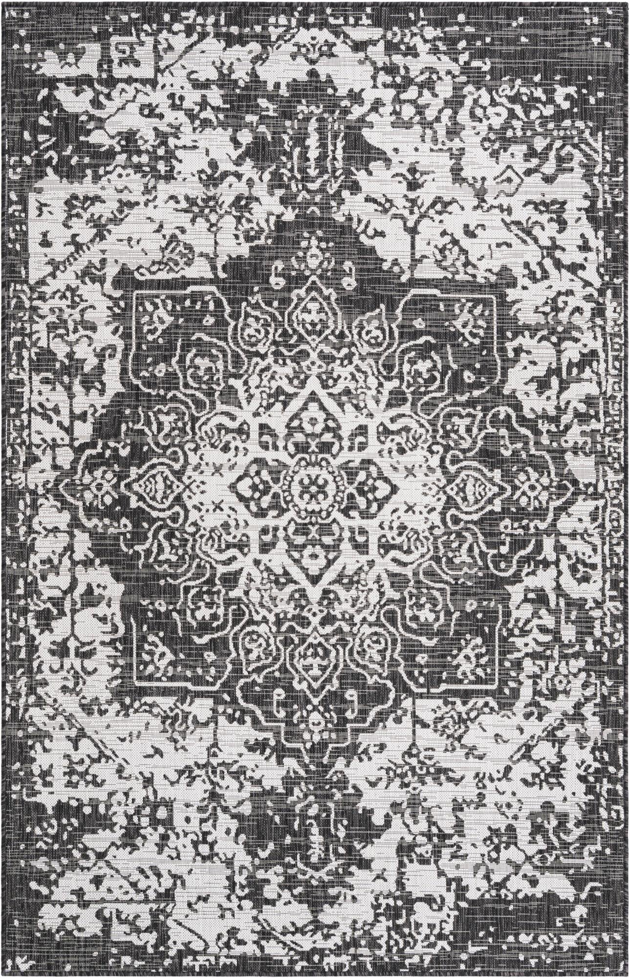 Custom Charcoal Gray  Washable Jill Zarin Indoor / Outdoor Rug