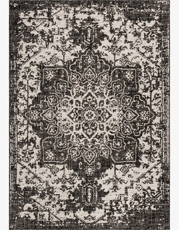Charcoal Gray Easy-Clean Jill Zarin Dubai Indoor / Outdoor Rug