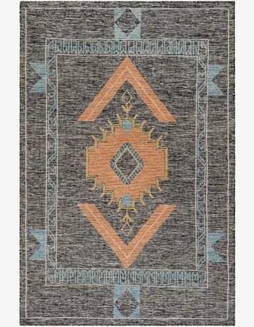 Charcoal Gray Hand Woven Kilim Wool Rug