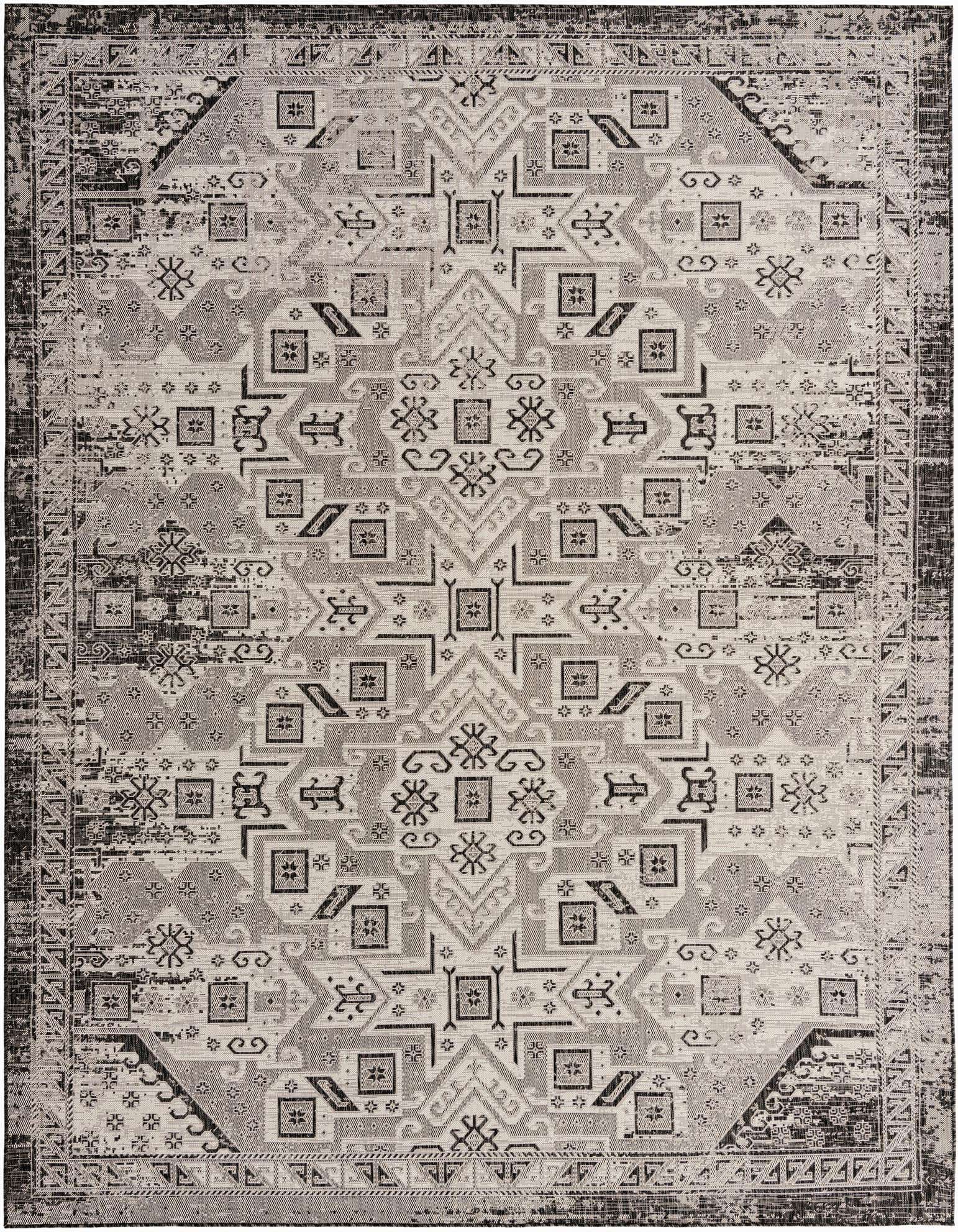 10' x 13' Easy-Clean Aztec Indoor / Outdoor Rug