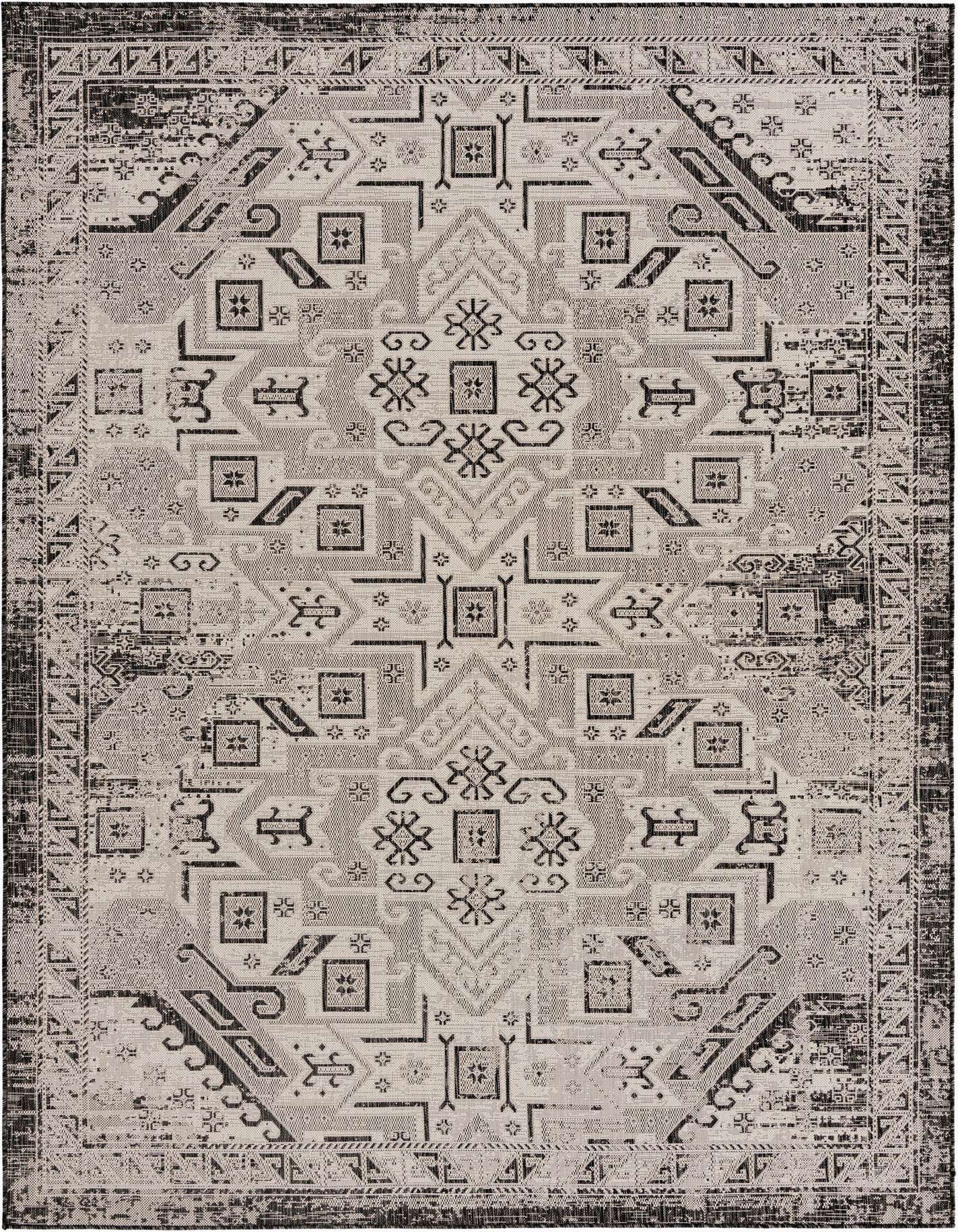 7' 10 x 11' Easy-Clean Aztec Indoor / Outdoor Rug