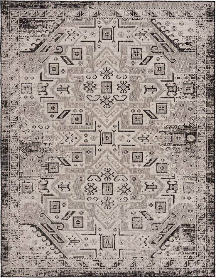 Detail image of 7' 10 x 11' Easy-Clean Aztec Indoor / Outdoor Rug