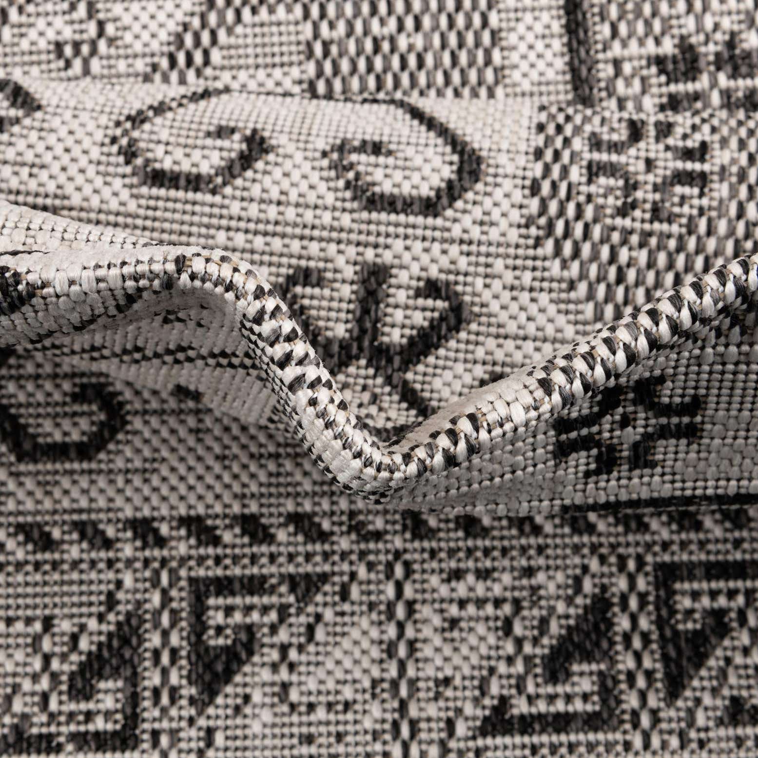Custom Charcoal Gray Easy-Clean Aztec Indoor / Outdoor Rug