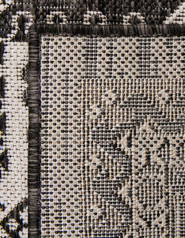 Detail image of Custom Charcoal Gray Easy-Clean Aztec Indoor / Outdoor Rug