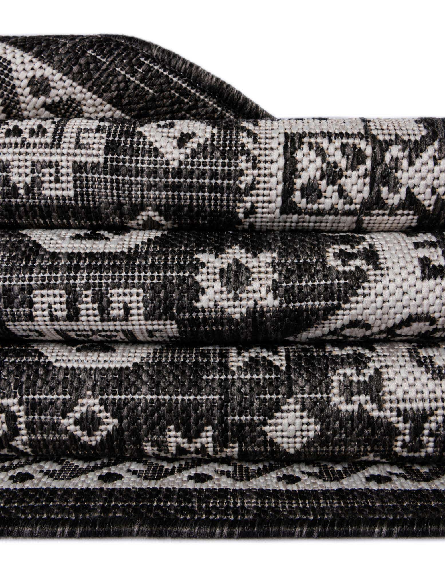 Custom Charcoal Gray Easy-Clean Aztec Indoor / Outdoor Rug