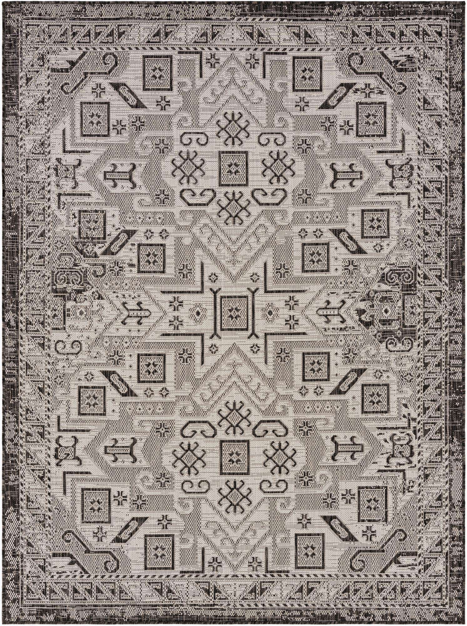 5' 3 x 7' Easy-Clean Aztec Indoor / Outdoor Rug