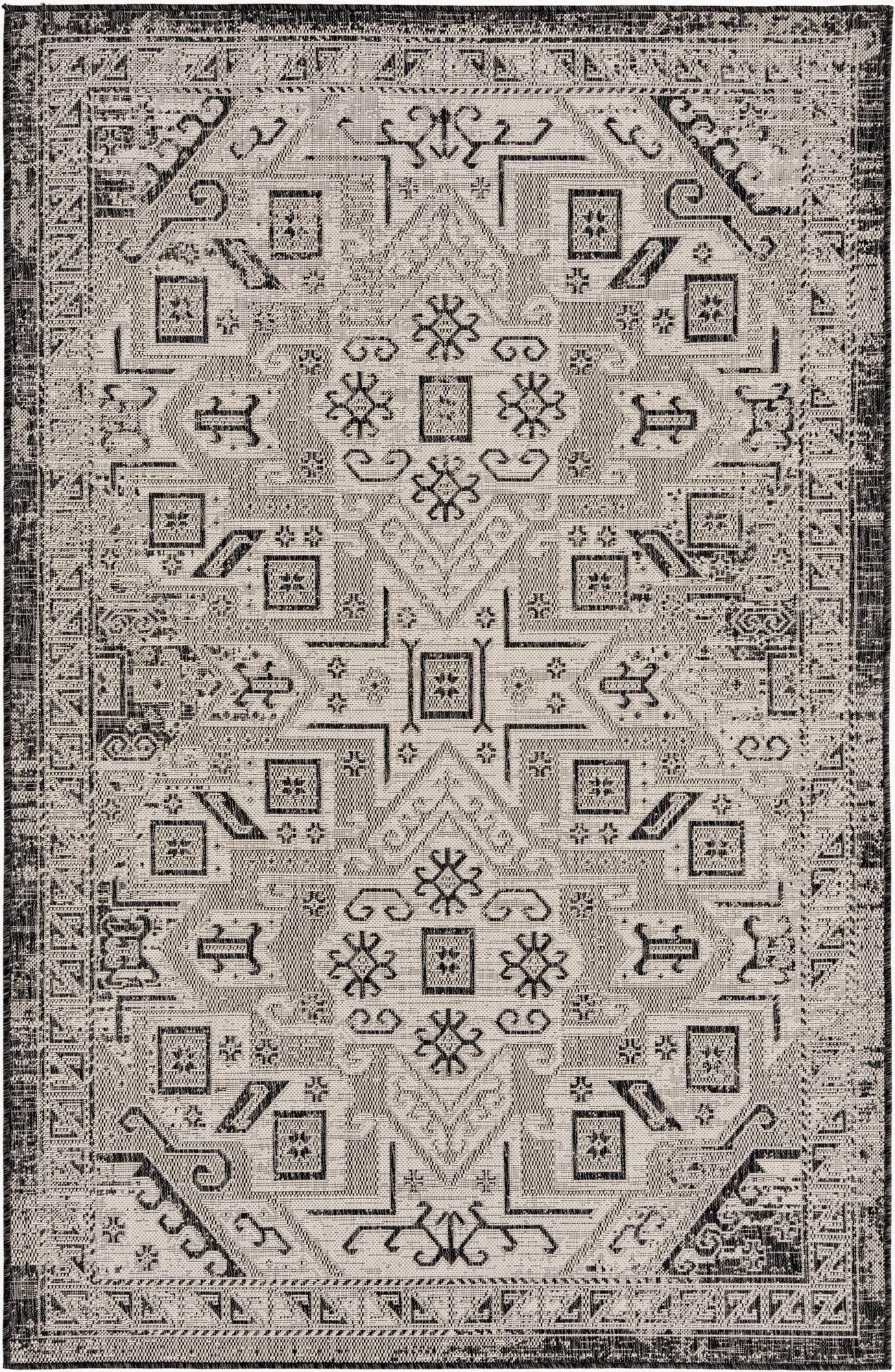 Primary image 5' 3 x 8'  Washable Aztec Indoor / Outdoor Rug
