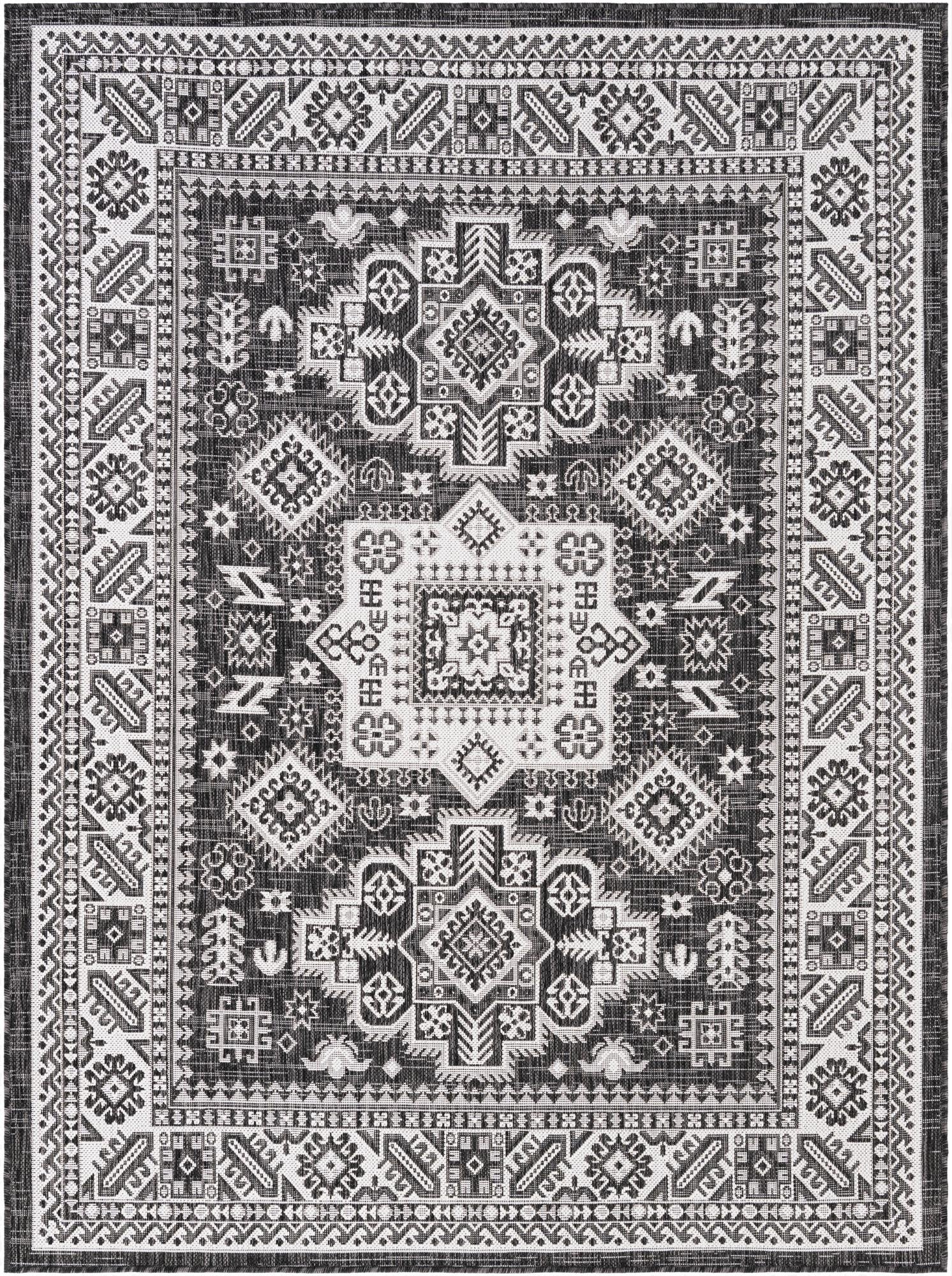 Primary image 5' 3 x 7'  Washable Aztec Indoor / Outdoor Rug