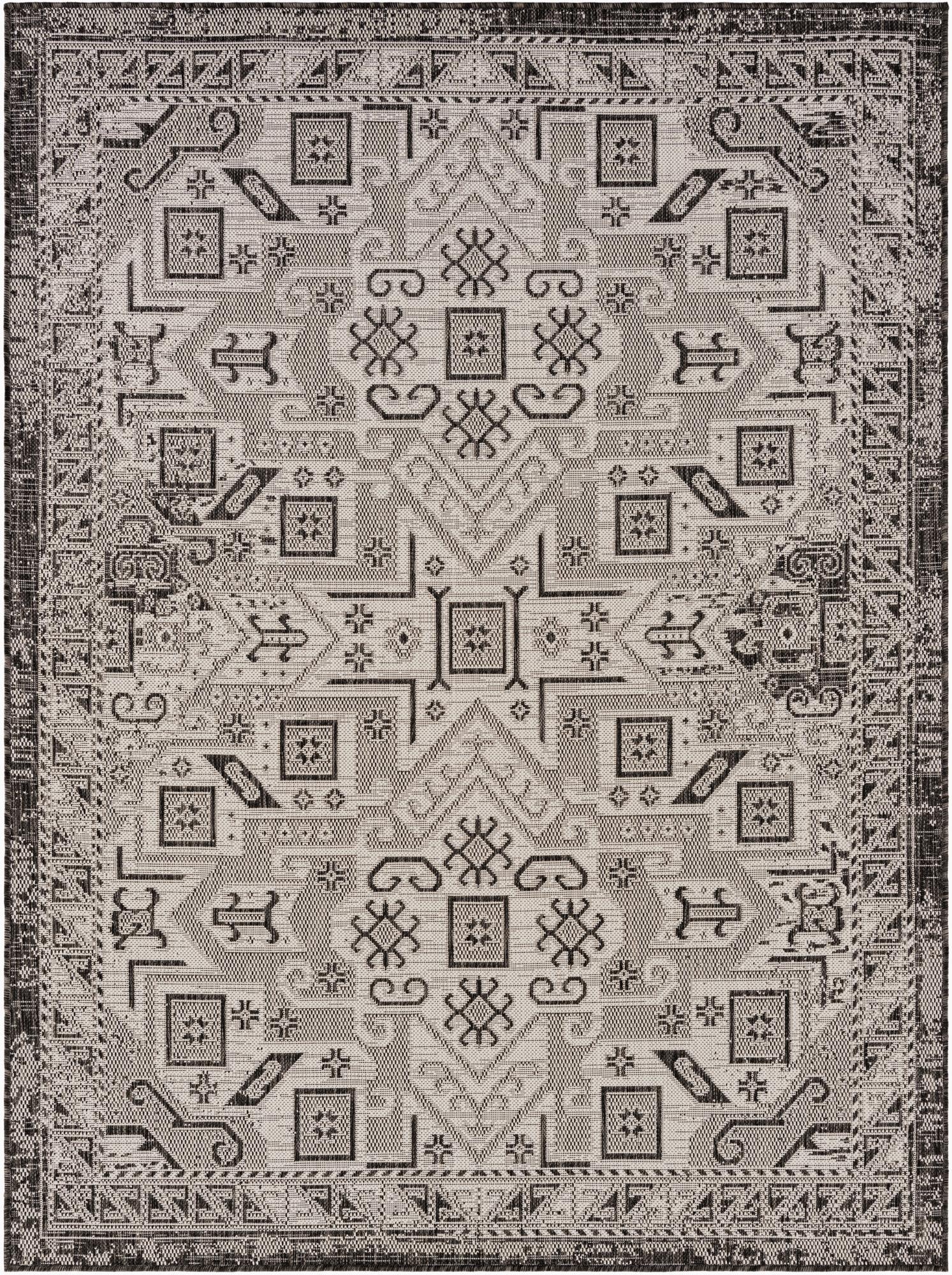 5' 3 x 7'  Washable Aztec Indoor / Outdoor Rug