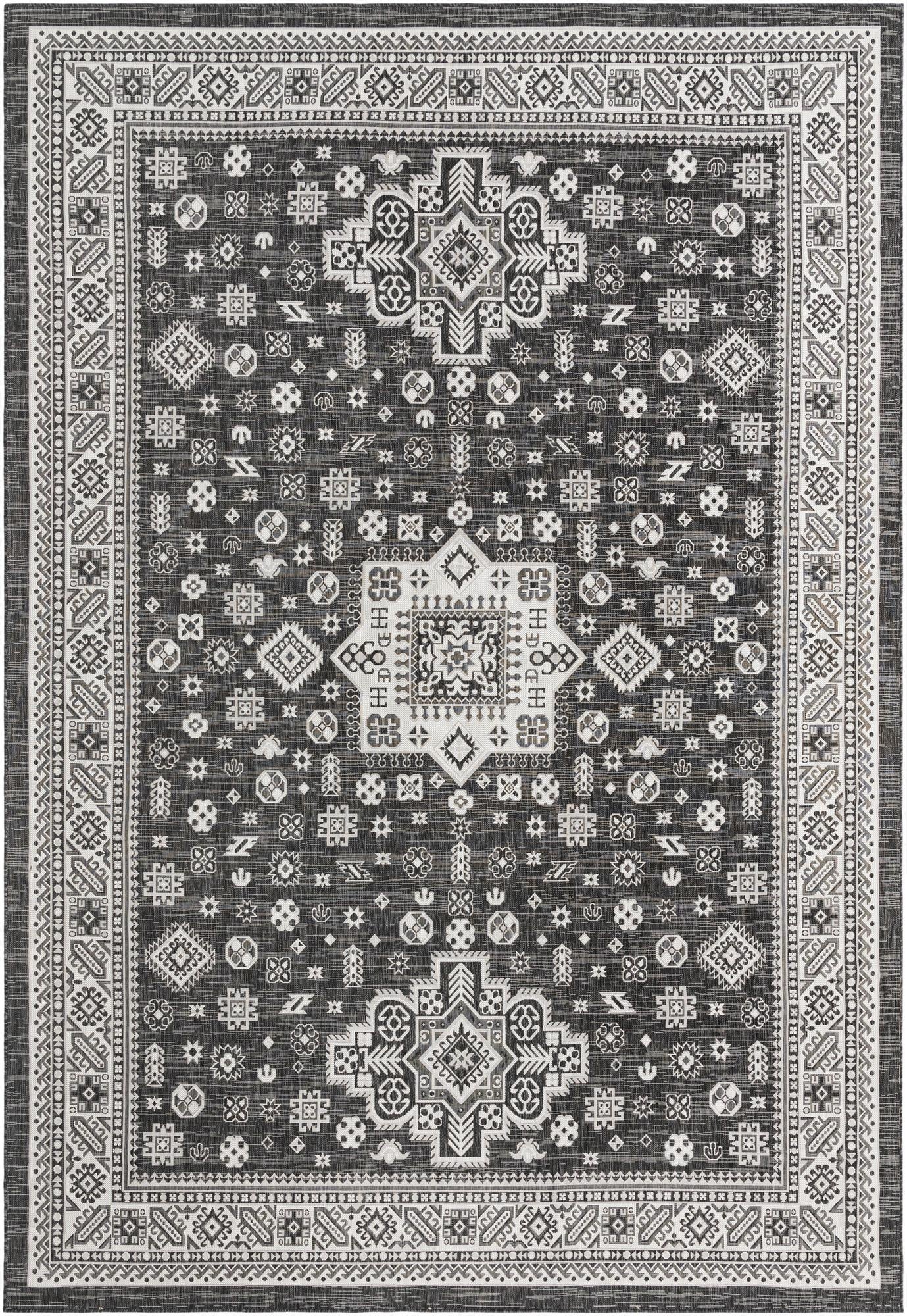 Primary image 10' x 14'  Washable Aztec Indoor / Outdoor Rug