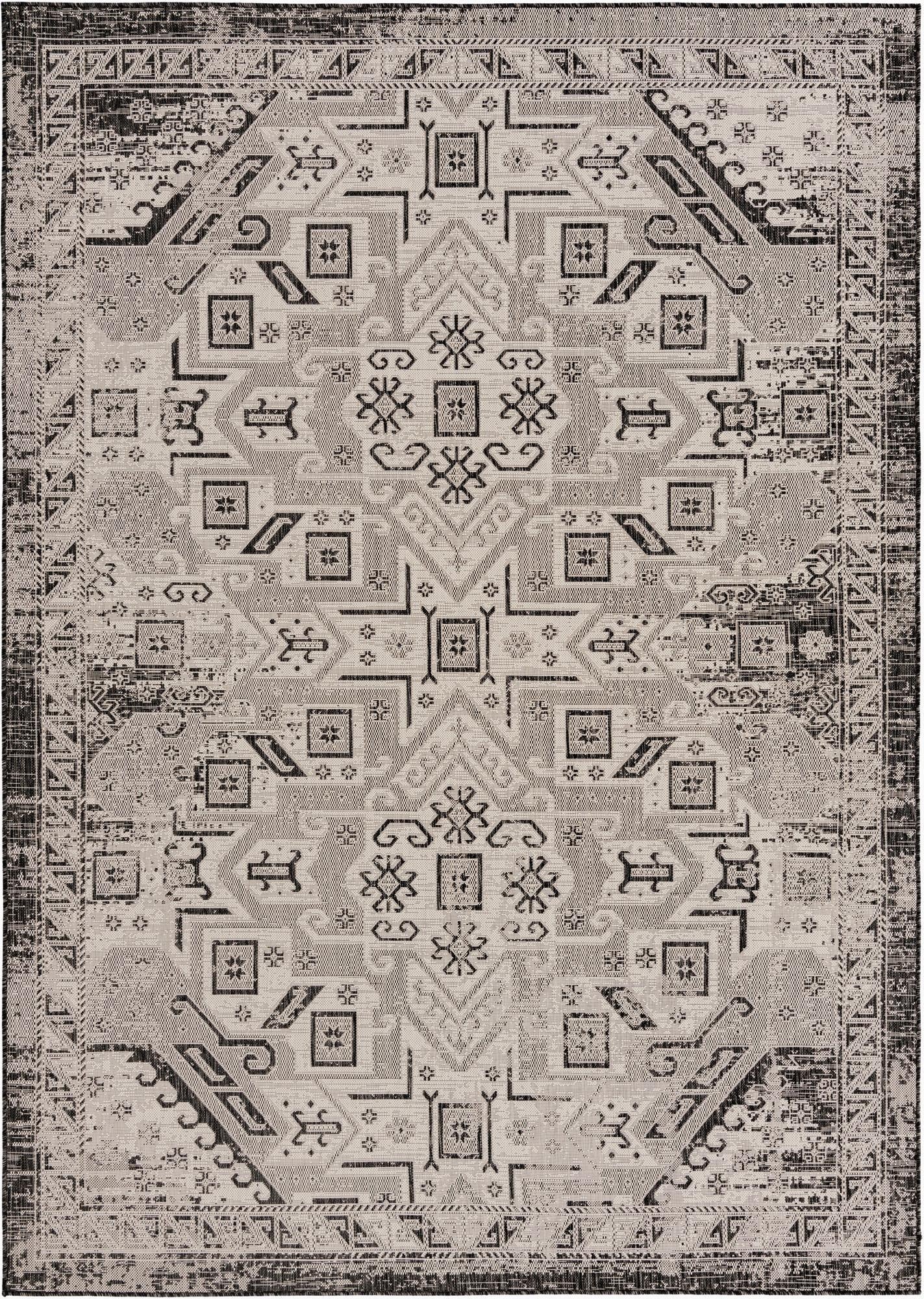 7' 10 x 11'  Washable Aztec Indoor / Outdoor Rug