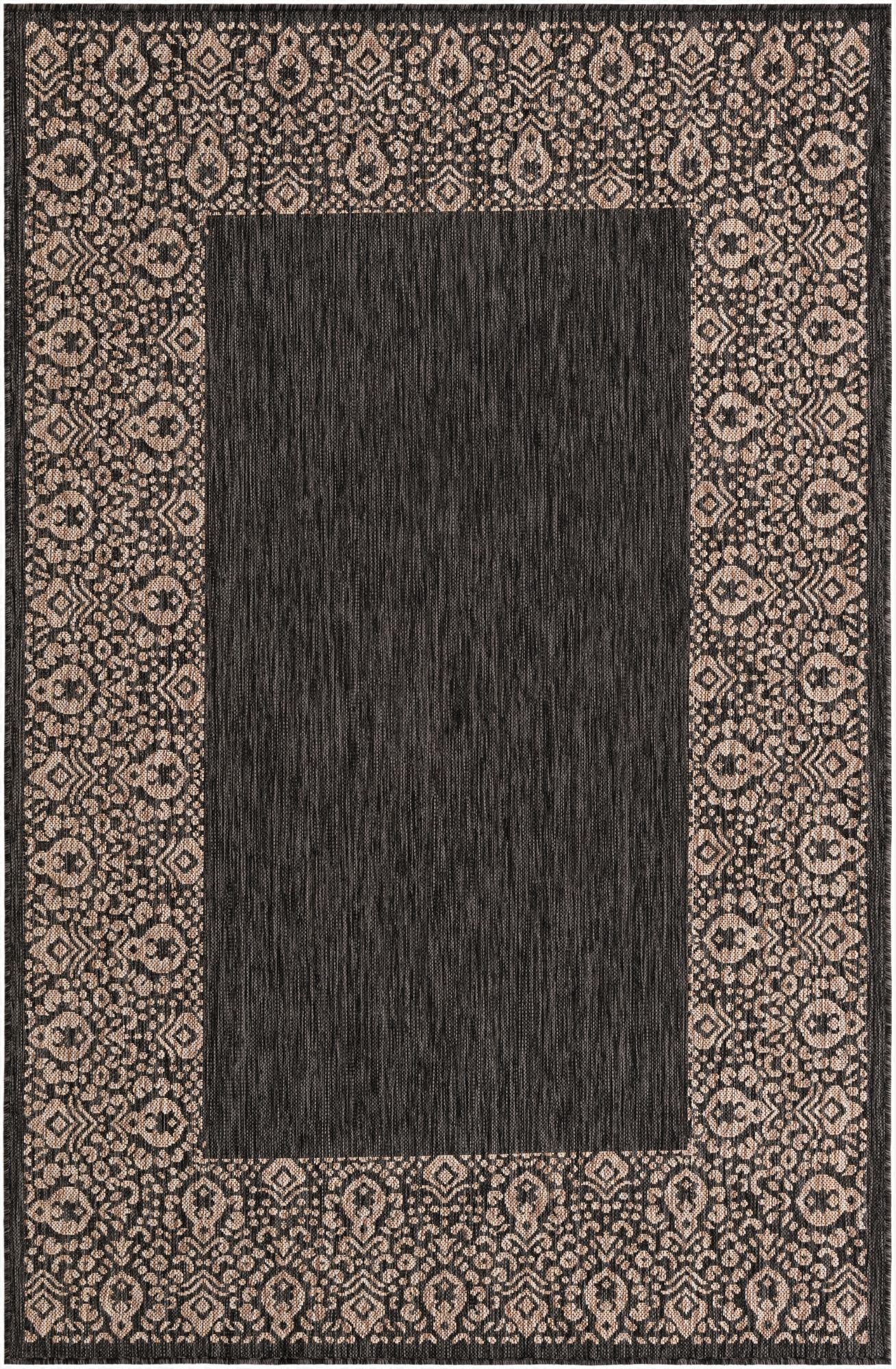 5' 3 x 8'  Washable Border Indoor / Outdoor Rug