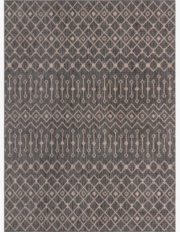 Charcoal Gray Easy-Clean Lattice Indoor / Outdoor Rug