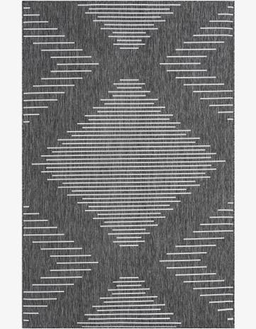 Charcoal Gray Easy-Clean Modern Indoor / Outdoor Rug