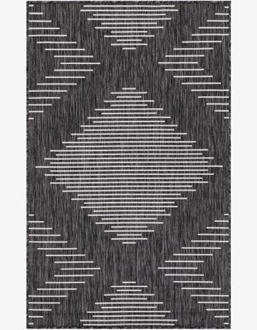 Charcoal Gray Easy-Clean Modern Indoor / Outdoor Rug