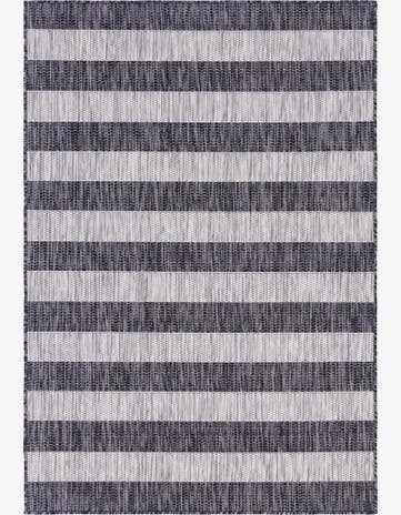 Charcoal Gray Easy-Clean Ribbon Indoor / Outdoor Rug