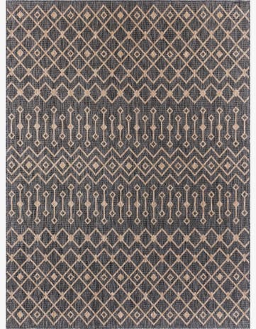 Charcoal Gray Easy-Clean Trellis Indoor / Outdoor Rug
