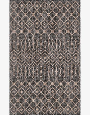 Charcoal Gray Easy-Clean Trellis Indoor / Outdoor Rug