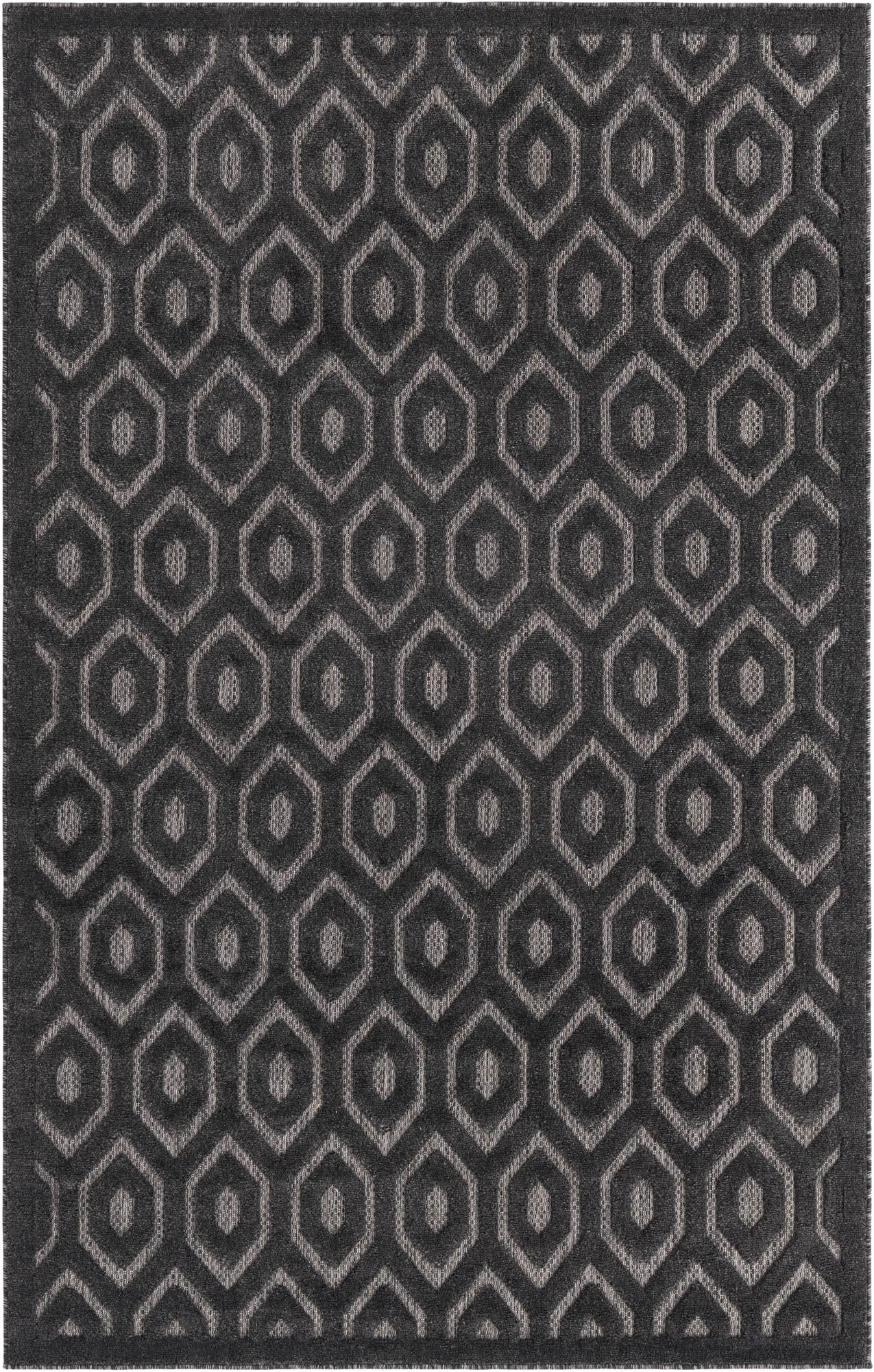 5' 3 x 8' Easy-Clean Trellis Textured Indoor / Outdoor Rug