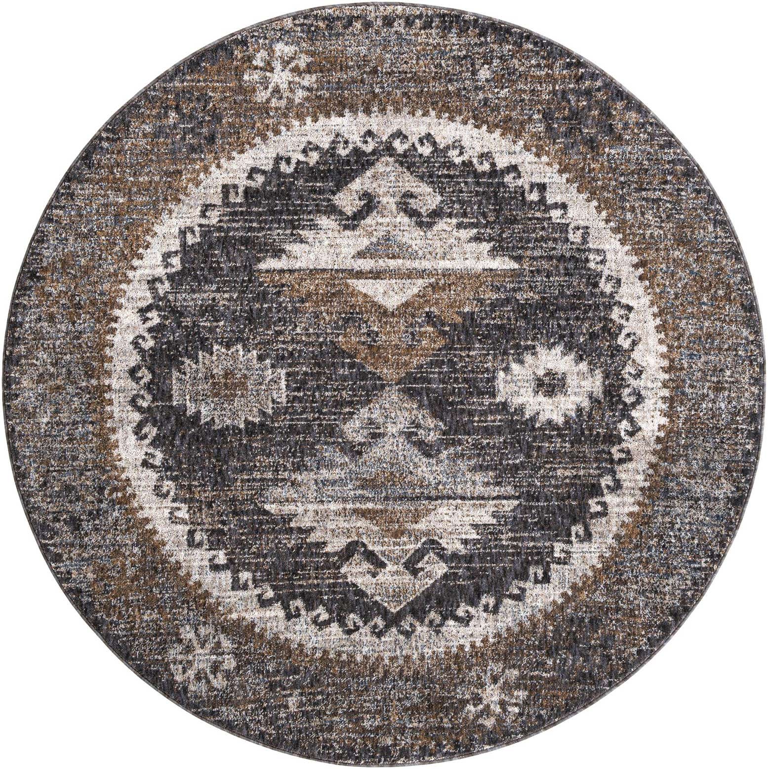 5' 3 x 5' 3 Eco Southwestern Round Rug
