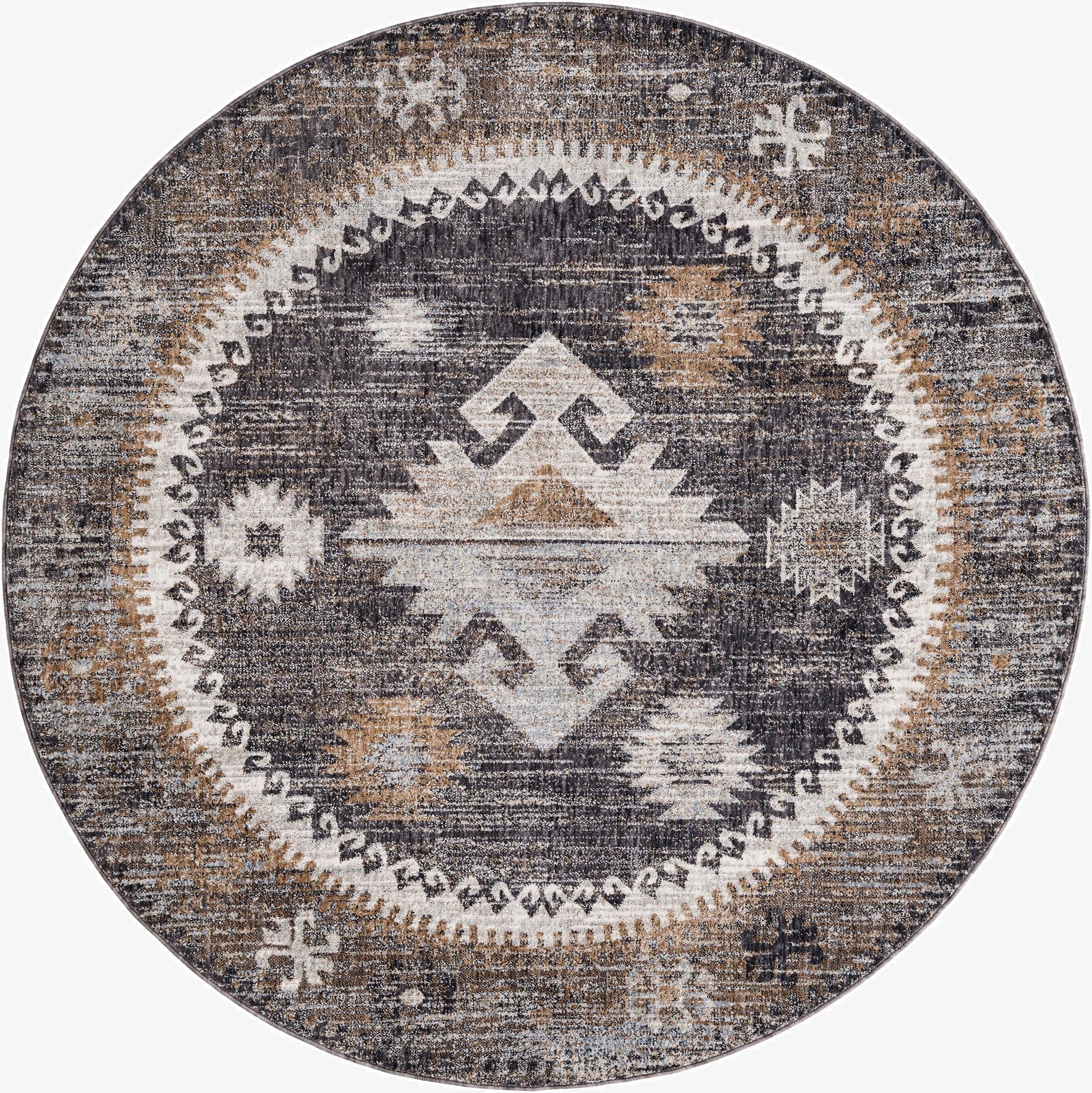 7' x 7' Eco Southwestern Round Rug