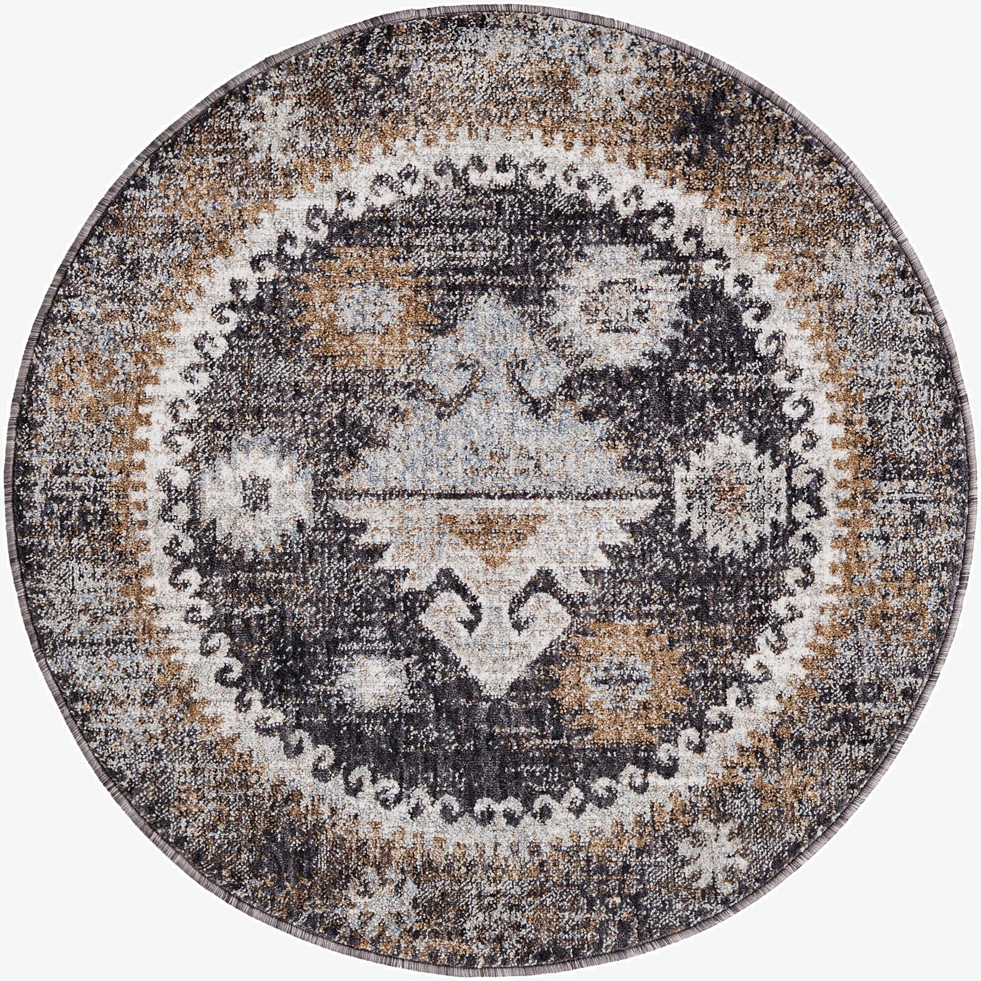 3' 3 x 3' 3 Eco Southwestern Round Rug